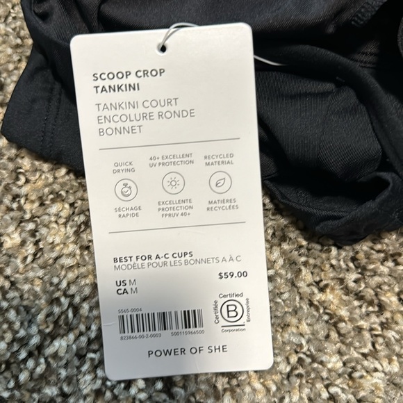 NWT! Athleta Black Scoop Crop Tankini A-C - Size Medium🩵 - Picture 9 of 10